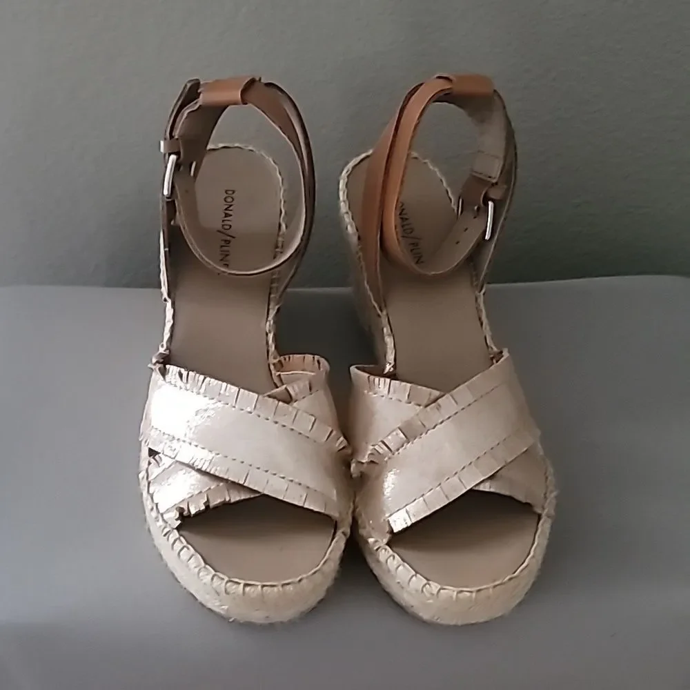 Donald J Pliner  Ines Metallic Soft Leather Espadrille Wedge Sandal 10M $178